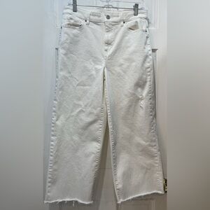 Uniqlo Jeans White Distressed Wide Straight High Rise Jeans Women’s Size 28